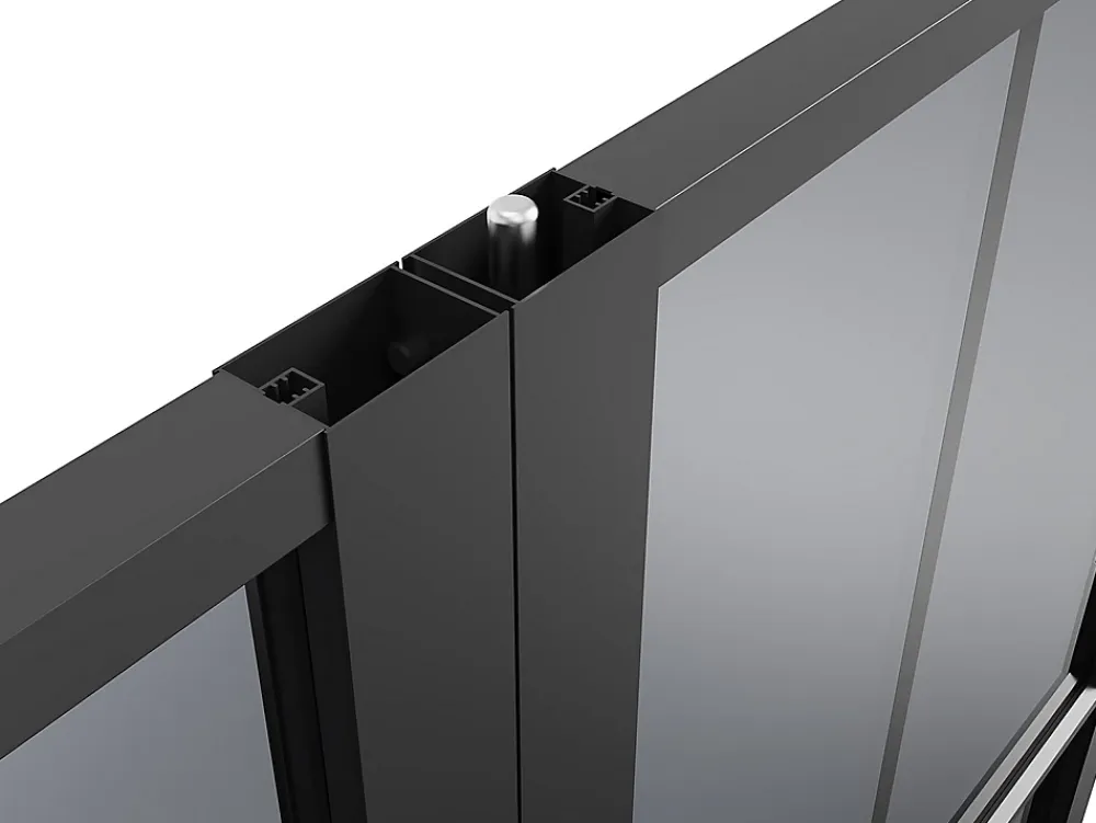 Vente-unique Bloc Porte<Bloc porte réversible à deux battants en aluminium et verre trempé fumé - 2 x H204 x L83 cm - Noir - SEROTO