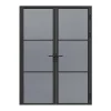 Vente-unique Bloc Porte<Bloc porte réversible à deux battants en aluminium et verre trempé fumé - 2 x H204 x L73 cm - Noir - MASERU