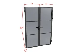 Vente-unique Bloc Porte<Bloc porte réversible à deux battants en aluminium et verre trempé fumé - 2 x H204 x L73 cm - Noir - MASERU