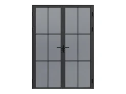Vente-unique Bloc Porte<Bloc porte réversible à deux battants en aluminium et verre trempé fumé - 2 x H204 x L73 cm - Noir - SEROTO