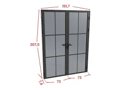 Vente-unique Bloc Porte<Bloc porte réversible à deux battants en aluminium et verre trempé fumé - 2 x H204 x L73 cm - Noir - SEROTO
