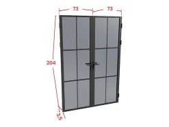 Vente-unique Bloc Porte<Bloc porte réversible à deux battants en aluminium et verre trempé fumé - 2 x H204 x L73 cm - Noir - SEROTO
