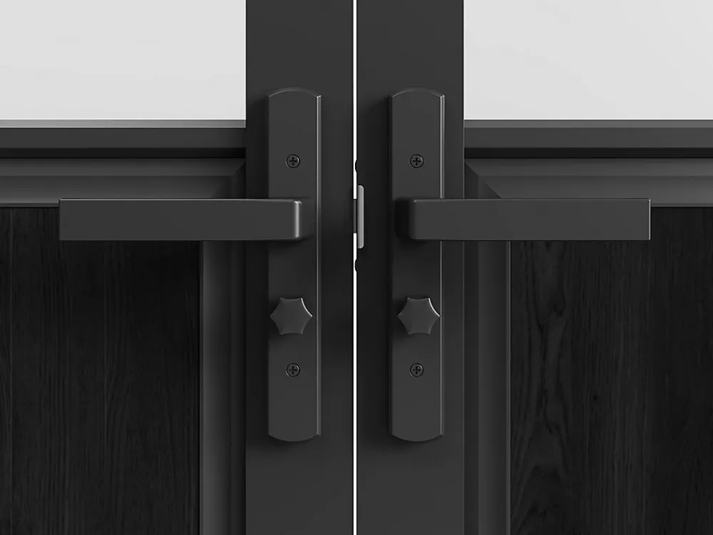 Vente-unique Bloc Porte<Bloc porte réversible à deux battants en aluminium et verre trempé dépoli style atelier - 2 x H204 x L73 cm - Noir - ERMELO