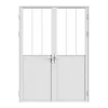 Vente-unique Bloc porte réversible à deux battants en aluminium et verre trempé style atelier - 2 x H204 x L83 cm - Blanc - ERMELO- Bloc Porte