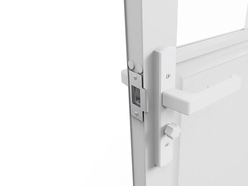 Vente-unique Bloc porte réversible à deux battants en aluminium et verre trempé style atelier - 2 x H204 x L83 cm - Blanc - ERMELO- Bloc Porte
