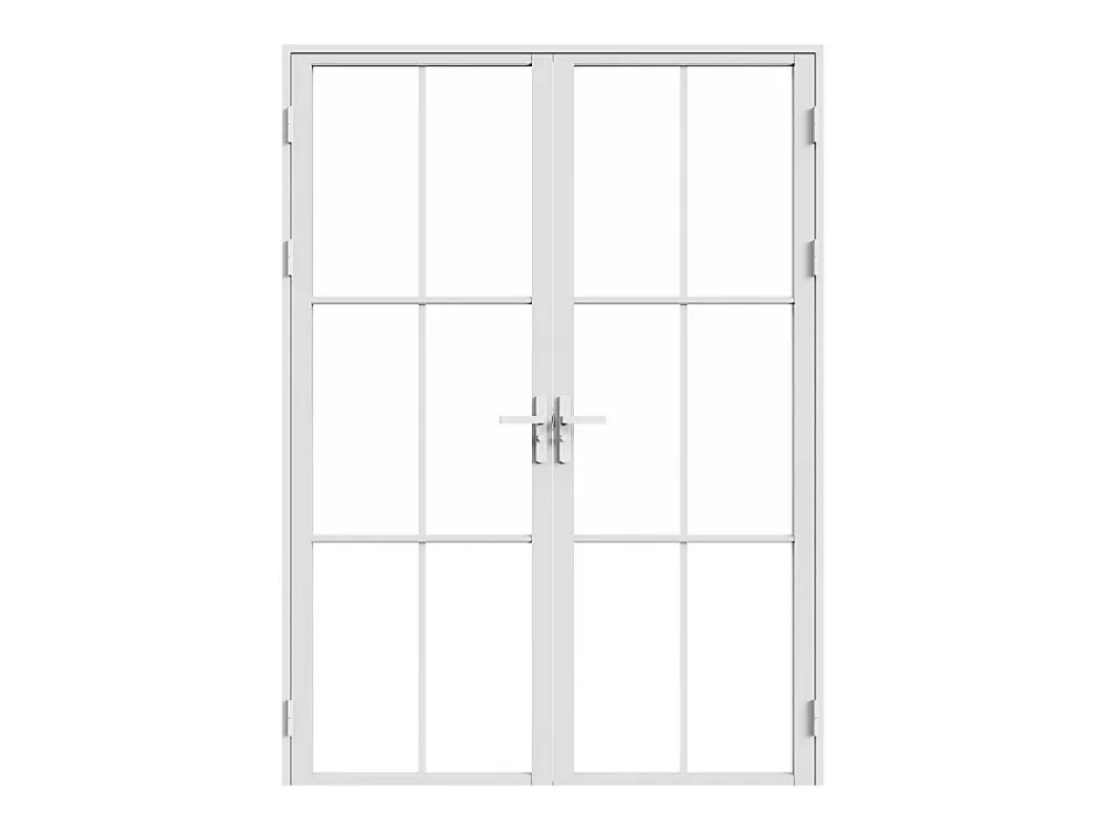 Vente-unique Bloc porte réversible à deux battants en aluminium et verre trempé - Blanc - 2 x H204 x L73 cm - SEROTO- Bloc Porte