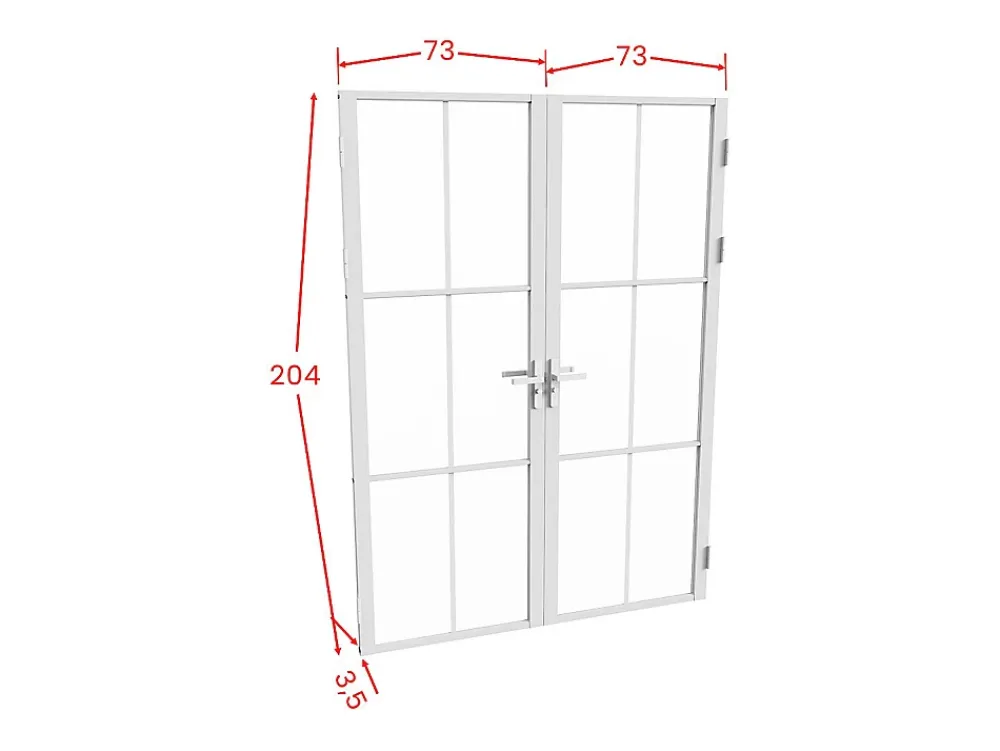 Vente-unique Bloc porte réversible à deux battants en aluminium et verre trempé - Blanc - 2 x H204 x L73 cm - SEROTO- Bloc Porte