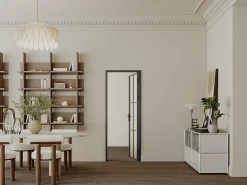 Vente-unique Bloc Porte<Bloc porte réversible en aluminium et verre dépoli - H204 x L83 cm - Noir - SEROTO
