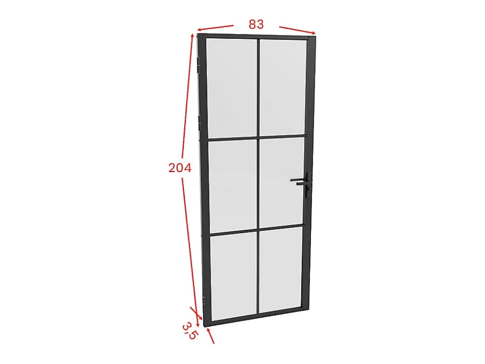 Vente-unique Bloc Porte<Bloc porte réversible en aluminium et verre dépoli - H204 x L83 cm - Noir - SEROTO