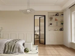 Vente-unique Bloc porte réversible en aluminium et verre trempé texturé - H204 x L83 cm - Noir - LOXTON- Bloc Porte