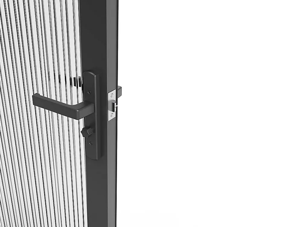 Vente-unique Bloc porte réversible en aluminium et verre trempé texturé - H204 x L83 cm - Noir - LOXTON- Bloc Porte
