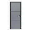 Vente-unique Bloc porte réversible en aluminium et verre trempé fumé - H204 x L83 cm - Noir - MASERU- Bloc Porte