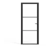 Vente-unique Bloc Porte<Bloc porte réversible en aluminium et verre trempé - H204 x L93 cm - Noir - MASERU