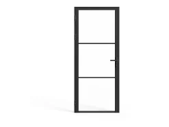 Vente-unique Bloc Porte<Bloc porte réversible en aluminium et verre trempé - H204 x L93 cm - Noir - MASERU