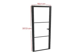 Vente-unique Bloc Porte<Bloc porte réversible en aluminium et verre trempé - H204 x L93 cm - Noir - MASERU