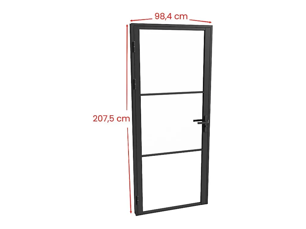 Vente-unique Bloc Porte<Bloc porte réversible en aluminium et verre trempé - H204 x L93 cm - Noir - MASERU