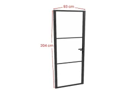 Vente-unique Bloc Porte<Bloc porte réversible en aluminium et verre trempé - H204 x L93 cm - Noir - MASERU