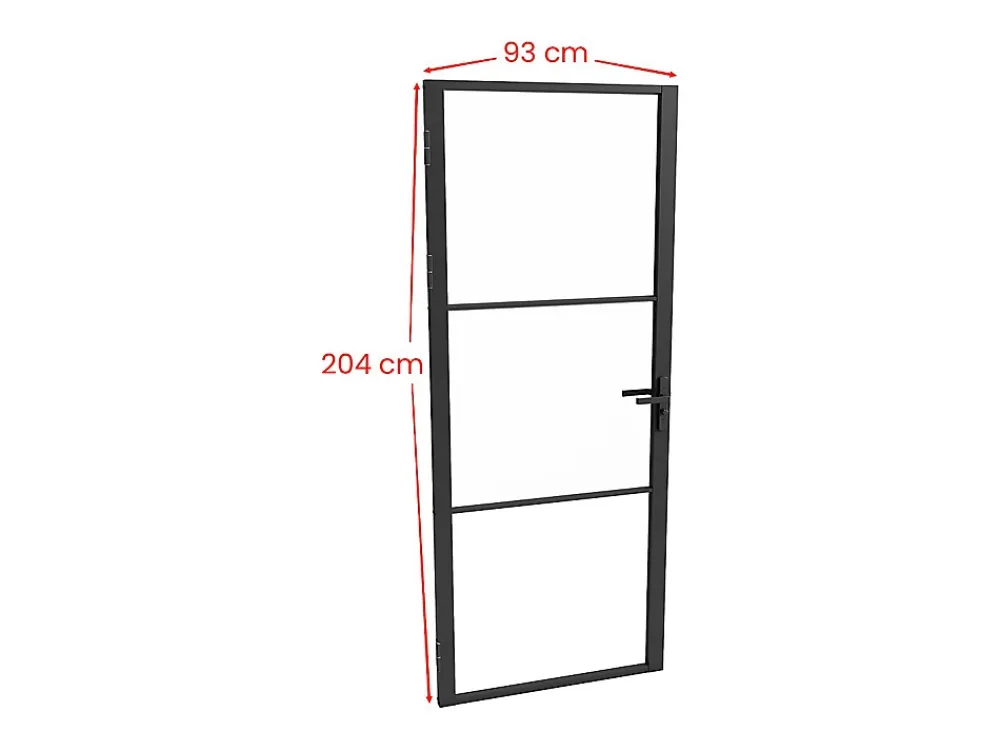 Vente-unique Bloc Porte<Bloc porte réversible en aluminium et verre trempé - H204 x L93 cm - Noir - MASERU