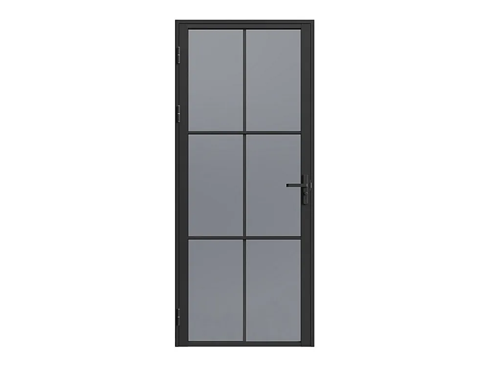 Vente-unique Bloc Porte<Bloc porte réversible en aluminium et verre trempé fumé - H204 x L73 cm - Noir - SEROTO