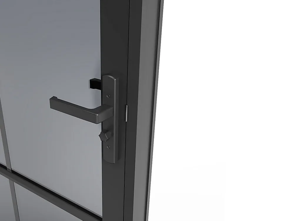 Vente-unique Bloc Porte<Bloc porte réversible en aluminium et verre trempé fumé - H204 x L73 cm - Noir - SEROTO