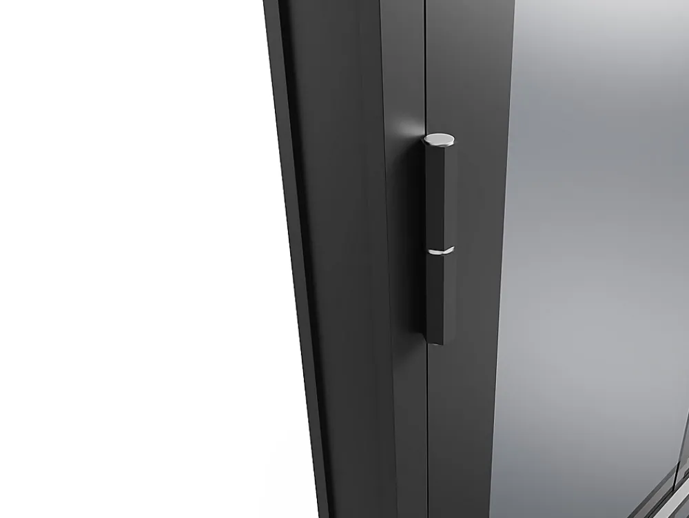 Vente-unique Bloc Porte<Bloc porte réversible en aluminium et verre trempé fumé - H204 x L73 cm - Noir - SEROTO
