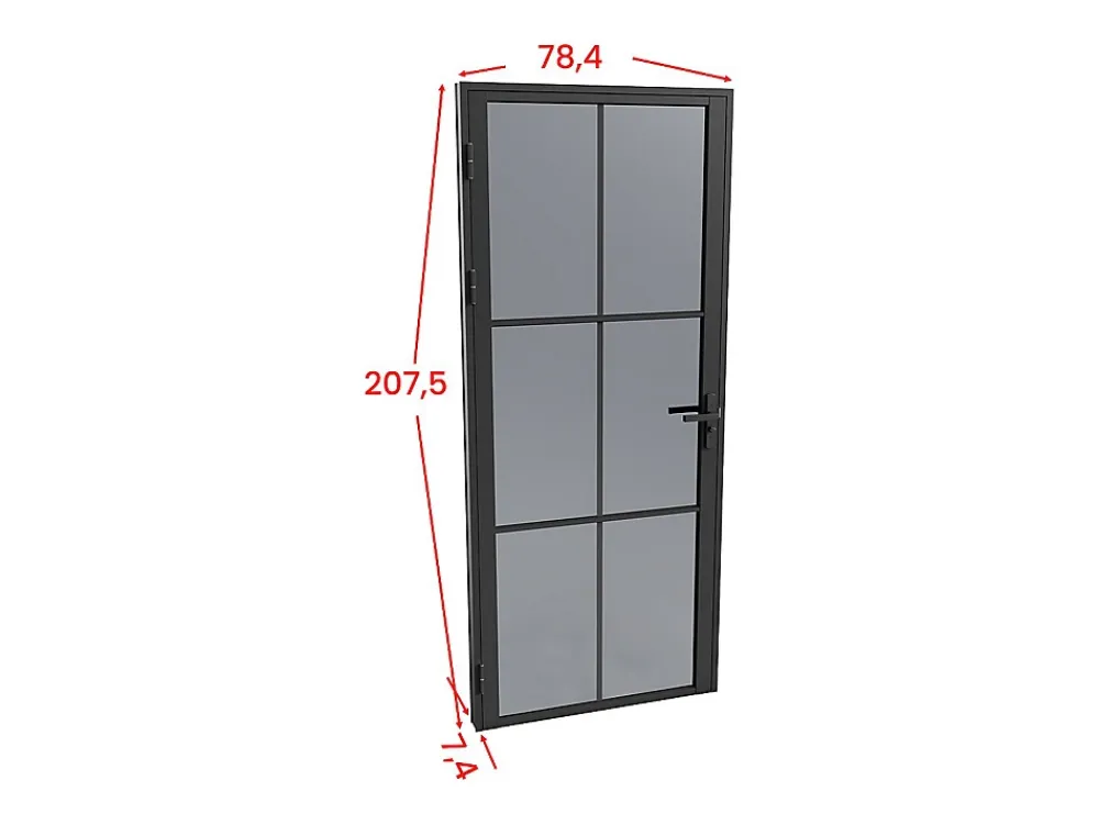 Vente-unique Bloc Porte<Bloc porte réversible en aluminium et verre trempé fumé - H204 x L73 cm - Noir - SEROTO
