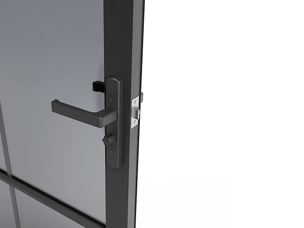 Vente-unique Bloc Porte<Bloc porte réversible en aluminium et verre trempé fumé - H204 x L73 cm - Noir - SEROTO