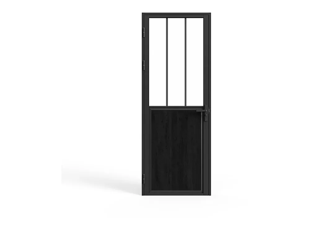 Vente-unique Bloc Porte<Bloc porte réversible en aluminium et verre trempé style atelier - H204 x L83 cm - Noir - ERMELO