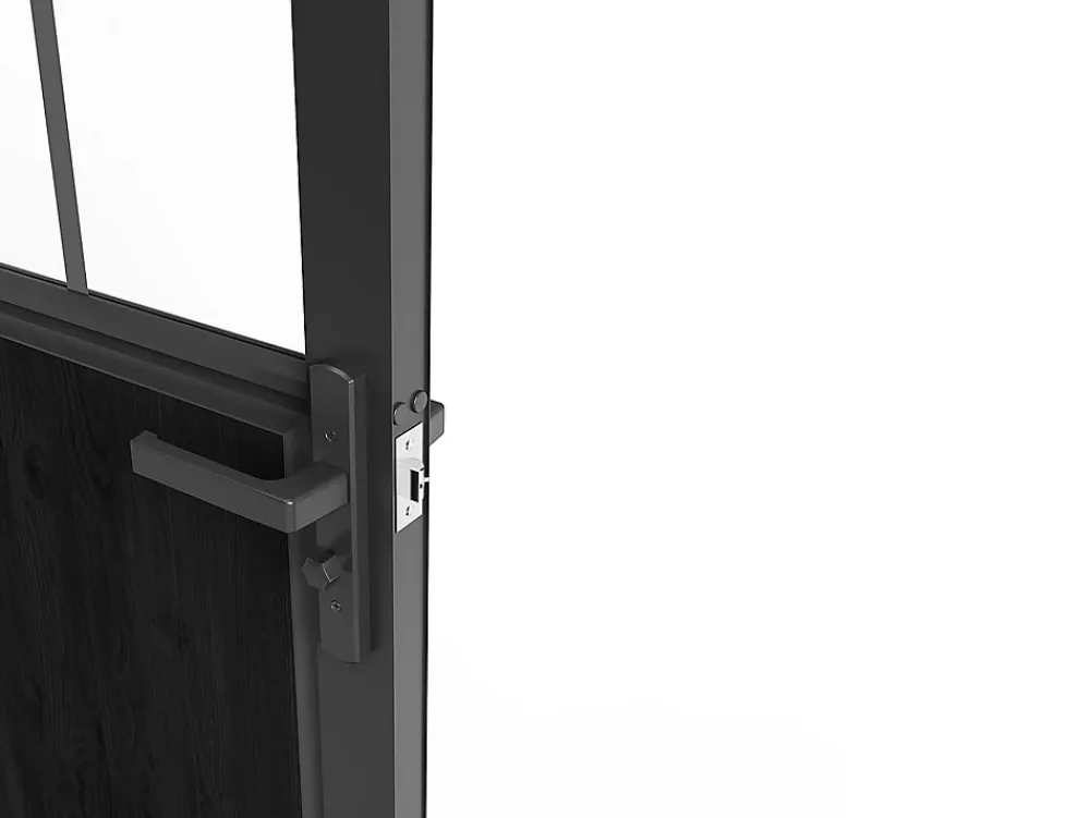 Vente-unique Bloc Porte<Bloc porte réversible en aluminium et verre trempé style atelier - H204 x L83 cm - Noir - ERMELO