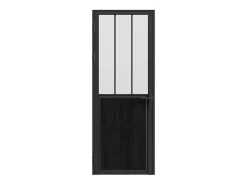 Vente-unique Bloc Porte<Bloc porte réversible en aluminium et verre trempé dépoli style atelier - H204 x L73 cm - Noir - ERMELO