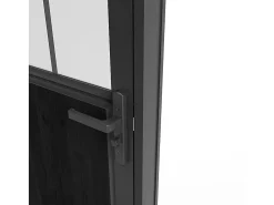 Vente-unique Bloc Porte<Bloc porte réversible en aluminium et verre trempé dépoli style atelier - H204 x L73 cm - Noir - ERMELO