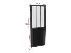 Vente-unique Bloc Porte<Bloc porte réversible en aluminium et verre trempé dépoli style atelier - H204 x L73 cm - Noir - ERMELO