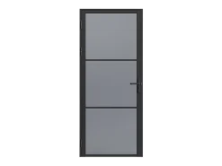 Vente-unique Bloc Porte<Bloc porte réversible en aluminium et verre trempé fumé - H204 x L73 cm - Noir - MASERU