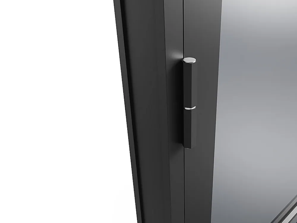 Vente-unique Bloc Porte<Bloc porte réversible en aluminium et verre trempé fumé - H204 x L73 cm - Noir - MASERU