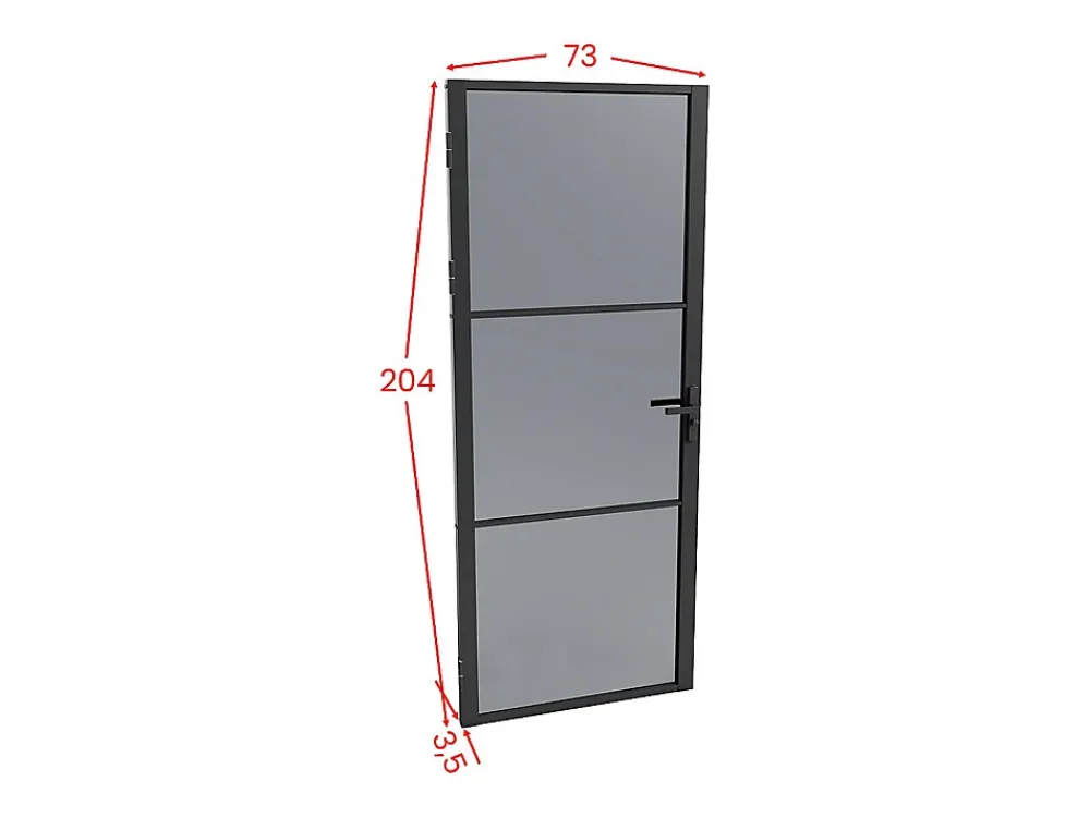 Vente-unique Bloc Porte<Bloc porte réversible en aluminium et verre trempé fumé - H204 x L73 cm - Noir - MASERU