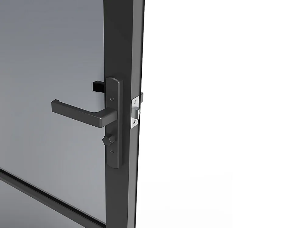 Vente-unique Bloc Porte<Bloc porte réversible en aluminium et verre trempé fumé - H204 x L73 cm - Noir - MASERU