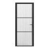 Vente-unique Bloc porte réversible en aluminium et verre texturé - H204 x L83 cm - Noir - MASERU- Bloc Porte