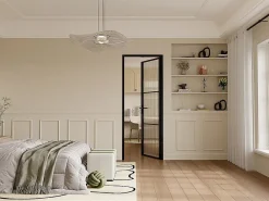 Vente-unique Bloc porte réversible en aluminium et verre texturé - H204 x L83 cm - Noir - MASERU- Bloc Porte