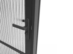 Vente-unique Bloc porte réversible en aluminium et verre texturé - H204 x L83 cm - Noir - MASERU- Bloc Porte