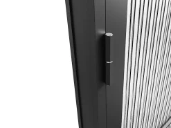 Vente-unique Bloc porte réversible en aluminium et verre texturé - H204 x L83 cm - Noir - MASERU- Bloc Porte