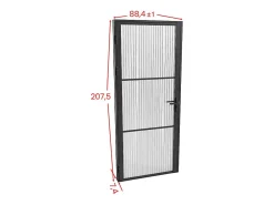 Vente-unique Bloc porte réversible en aluminium et verre texturé - H204 x L83 cm - Noir - MASERU- Bloc Porte