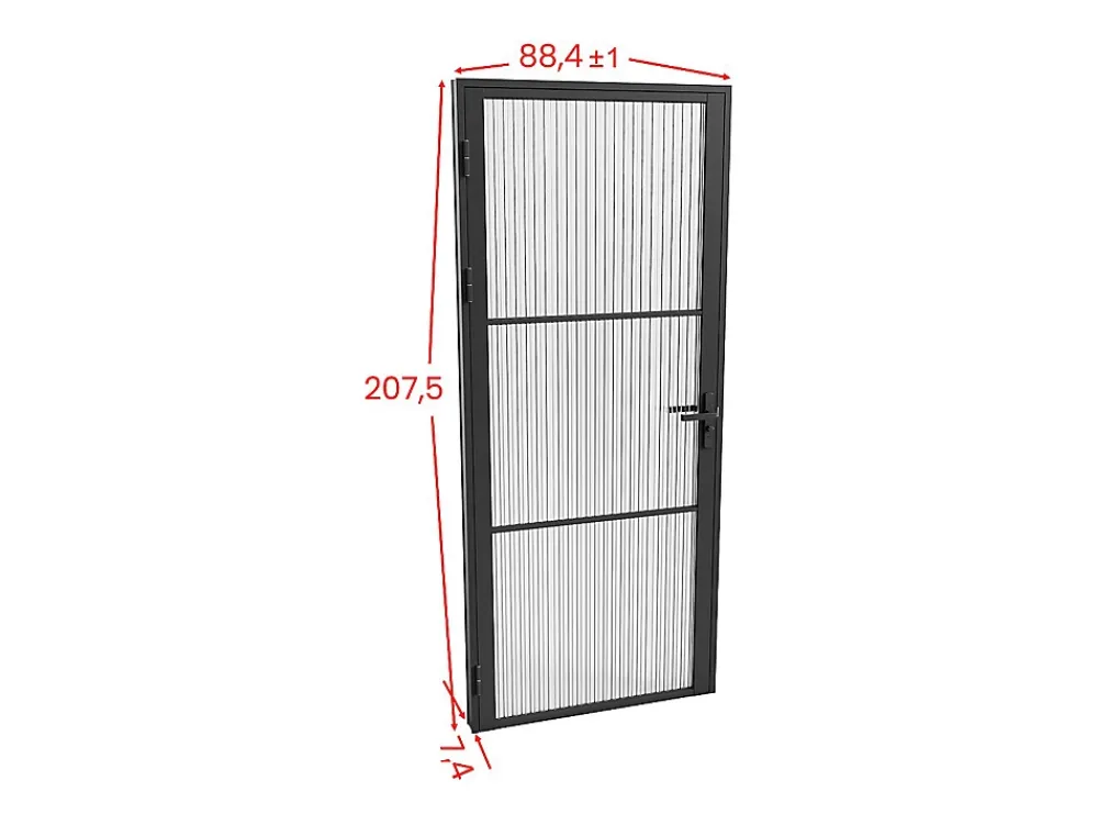 Vente-unique Bloc porte réversible en aluminium et verre texturé - H204 x L83 cm - Noir - MASERU- Bloc Porte