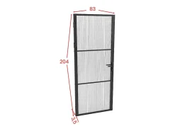 Vente-unique Bloc porte réversible en aluminium et verre texturé - H204 x L83 cm - Noir - MASERU- Bloc Porte