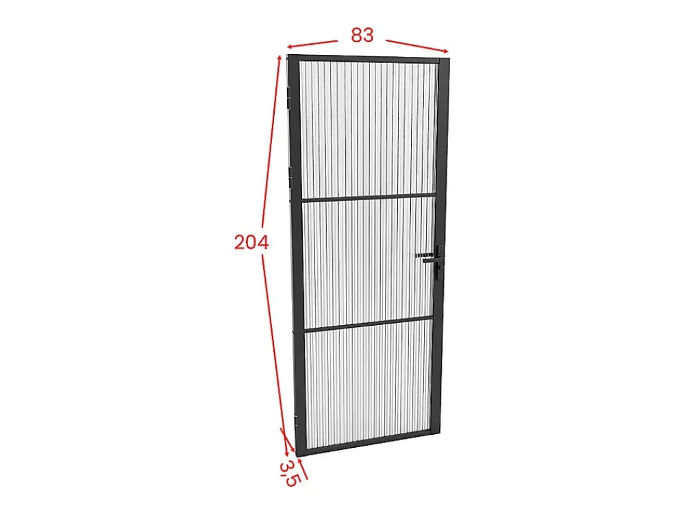 Vente-unique Bloc porte réversible en aluminium et verre texturé - H204 x L83 cm - Noir - MASERU- Bloc Porte
