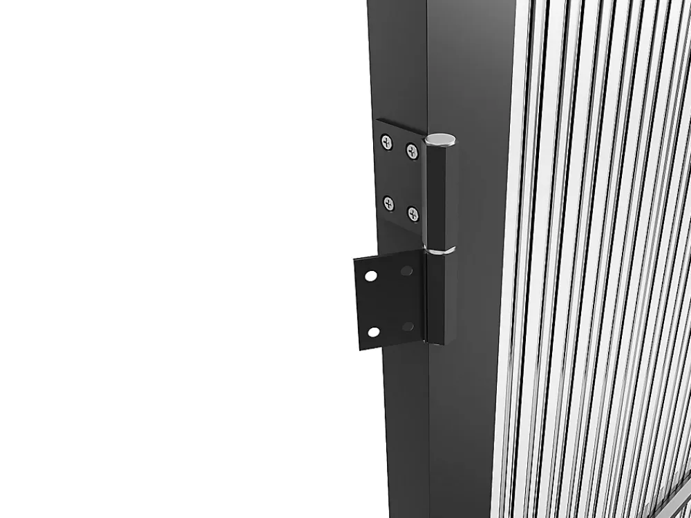 Vente-unique Bloc porte réversible en aluminium et verre texturé - H204 x L83 cm - Noir - MASERU- Bloc Porte