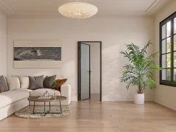 Vente-unique Bloc porte réversible en aluminium et verre trempé dépoli - H204 x L73 cm - Noir - LOXTON- Bloc Porte