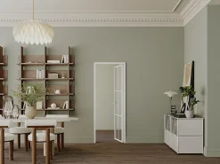 Vente-unique Bloc porte réversible en aluminium et verre trempé - H204 x L73 cm - Blanc - SEROTO- Bloc Porte