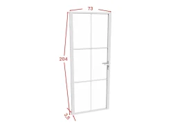 Vente-unique Bloc porte réversible en aluminium et verre trempé - H204 x L73 cm - Blanc - SEROTO- Bloc Porte