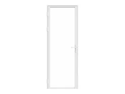 Vente-unique Bloc porte réversible en aluminium et verre trempé - H204 x L73 cm - Blanc - LOXTON- Bloc Porte