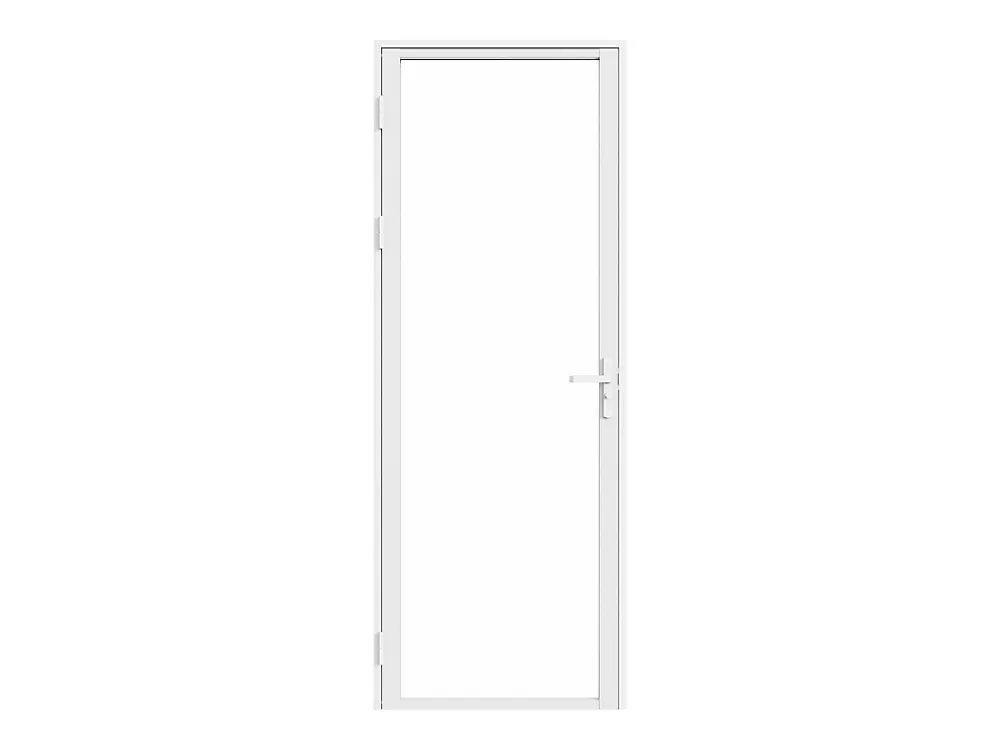 Vente-unique Bloc porte réversible en aluminium et verre trempé - H204 x L73 cm - Blanc - LOXTON- Bloc Porte
